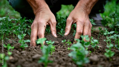 Farmerâ€™s hands cupping soil in a rural field, symbolizing a connection to nature and agriculture