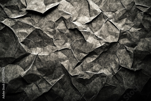 Abstract Wrinkled Paper Texture in Grayscale