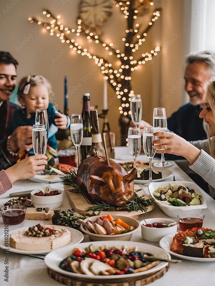 Family Celebrates Festive Holiday Meal Together Family Celebrates Festive Holiday Meal Together