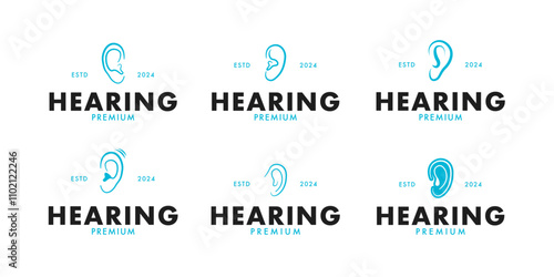 Set of ear hearing logo design concept template vector illustration