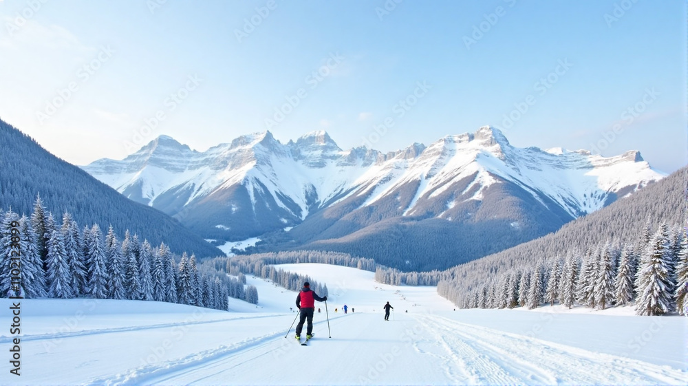 skiing in the mountains skiing in the mountains