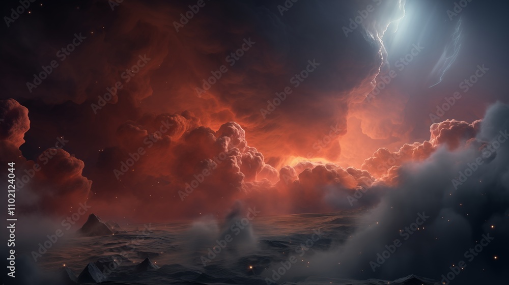A close-up of a nebula with colorful clouds soft natural light space on the right,generative ai illustration A close-up of a nebula with colorful clouds soft natural light space on the right,generative ai illustration
