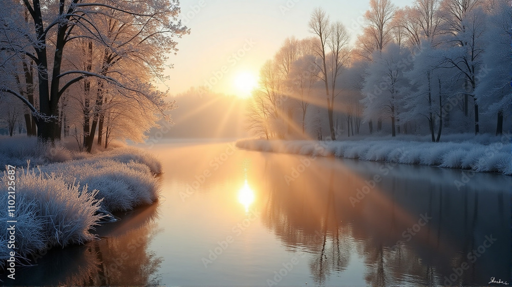 Naklejka premium sunset in the forest