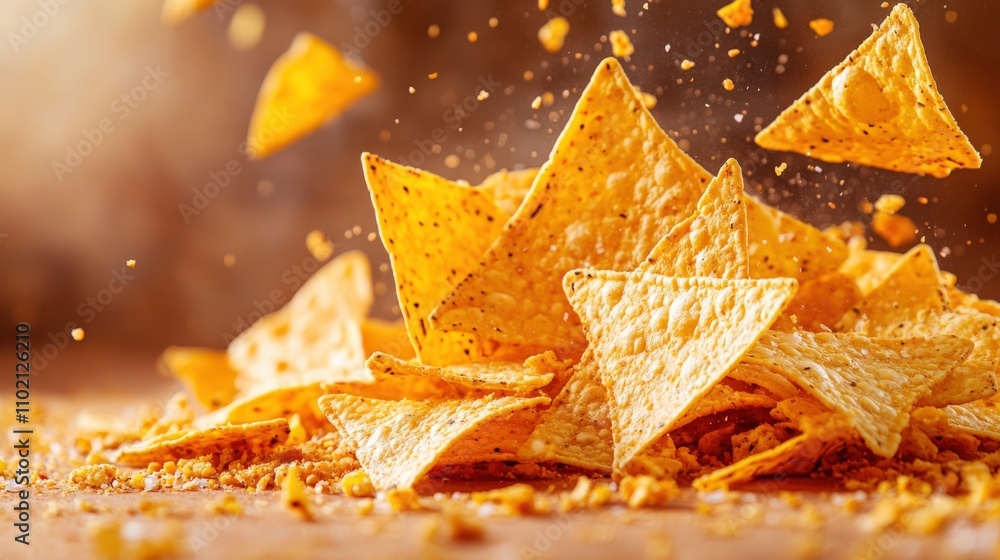 Crispy Tortilla Chips in Motion Crispy Tortilla Chips in Motion