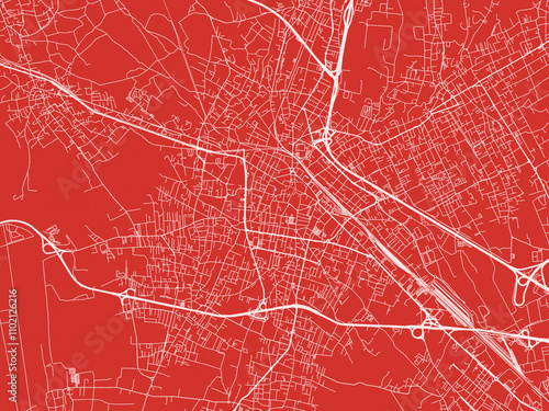 Tableau sur toile Christmas Map of Gallarate, Italy in Snowy White on Festive Red Background