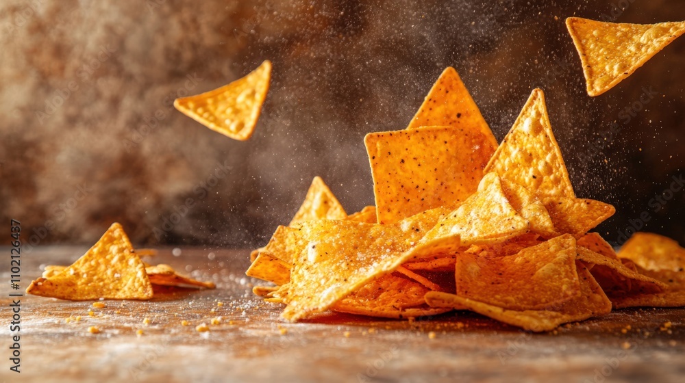 Crispy Nacho Chips in Motion Crispy Nacho Chips in Motion