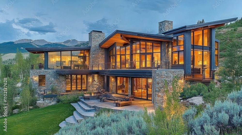 Modern Mountain Home with Scenic View Surrounded by Nature Modern Mountain Home with Scenic View Surrounded by Nature