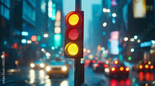 Wallpaper Mural Traffic Light Rain City Night Cityscape Torontodigital.ca