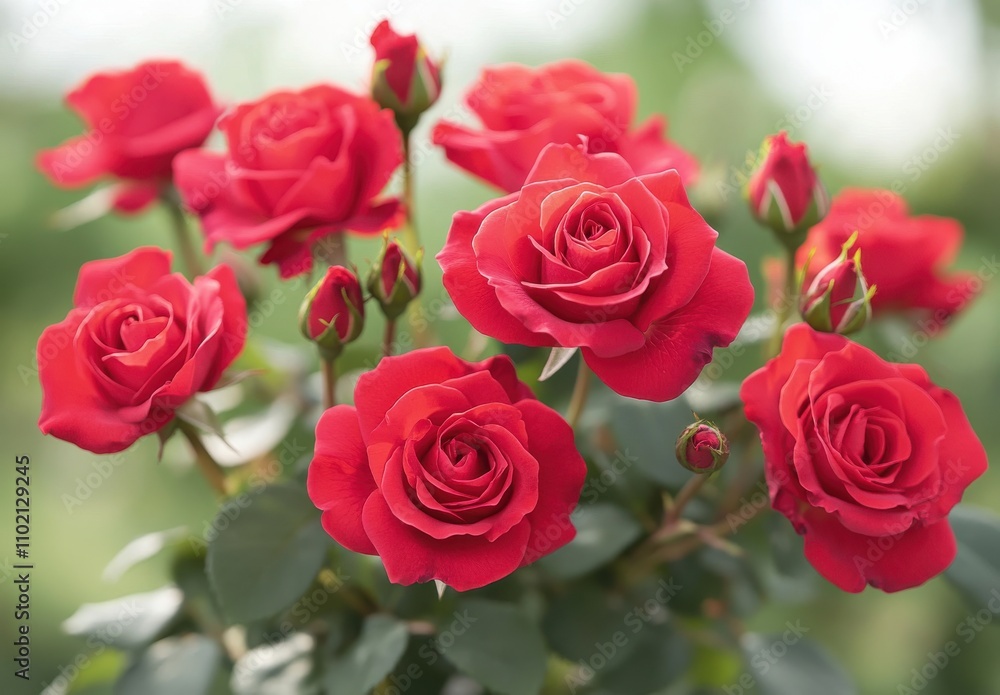 Vibrant Red Roses Blooming in Sunlight with Lush Green Background Featuring Beautiful Petals and Rich Colors Ideal for Nature and Floral Themes Vibrant Red Roses Blooming in Sunlight with Lush Green Background Featuring Beautiful Petals and Rich Colors Ideal for Nature and Floral Themes