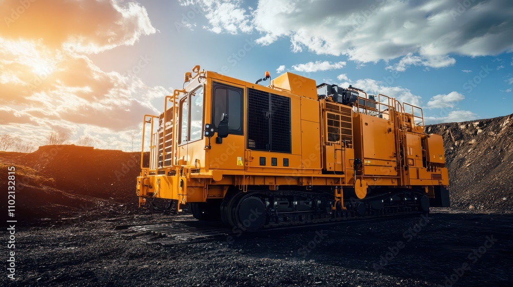 Mobile Generator Unit at Mining Site: Harsh Midday Sunlight, Wide-Angle Industrial View, with Heavy Machinery and Robust Equipment Design in Ultra-Sharp Commercial Photography. Mobile Generator Unit at Mining Site: Harsh Midday Sunlight, Wide-Angle Industrial View, with Heavy Machinery and Robust Equipment Design in Ultra-Sharp Commercial Photography.