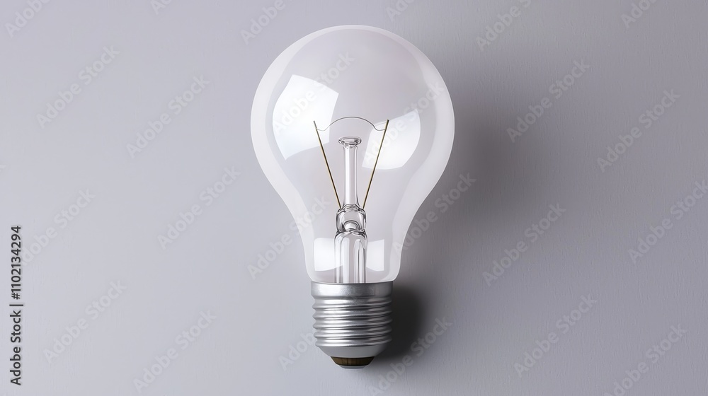 Minimalist Clear Incandescent Lightbulb on Textured Gray-Purple Background - Serene Energy Concept Minimalist Clear Incandescent Lightbulb on Textured Gray-Purple Background - Serene Energy Concept