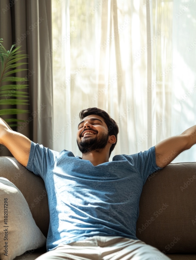 Man relaxing on couch Man relaxing on couch