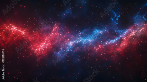 Fourth of July Fireworks Celebration Background with Red and Blue Stars.