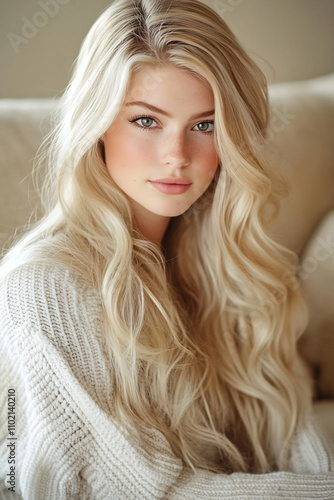 Young woman with long hair