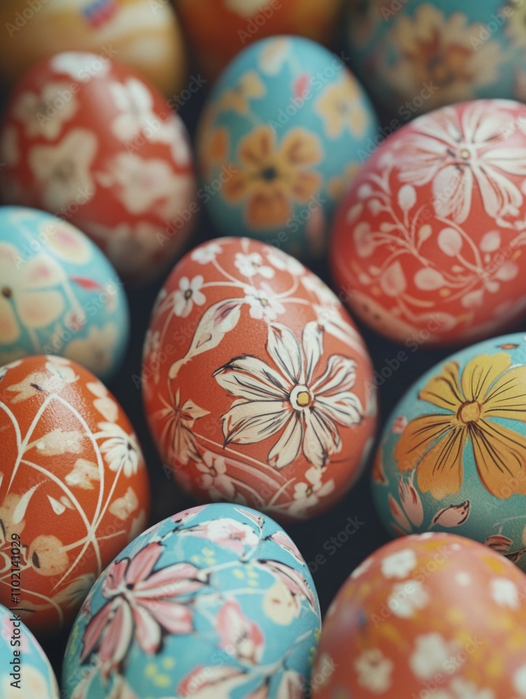 Painted Easter Eggs on Table Painted Easter Eggs on Table