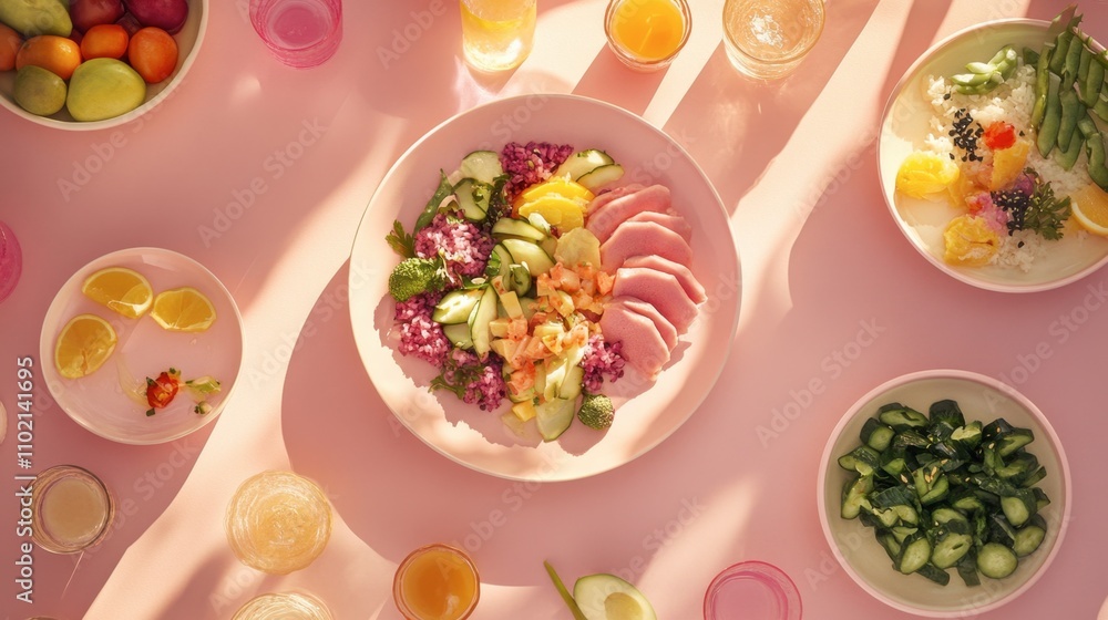 Vibrant Healthy Meal with Fresh Ingredients and Colorful Presentation Vibrant Healthy Meal with Fresh Ingredients and Colorful Presentation