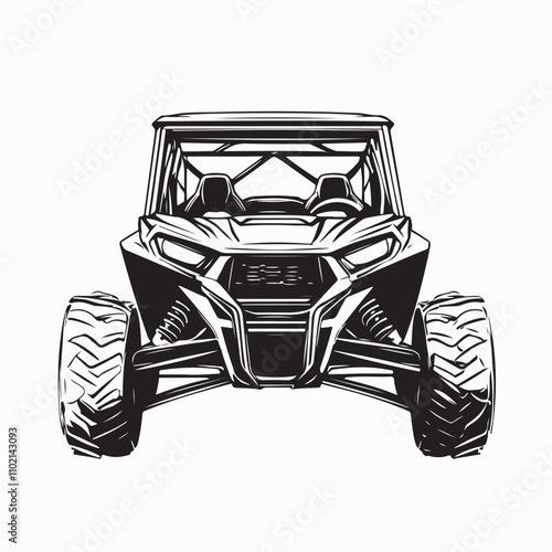 off road adventure utv buggy vector. black and white utv buggy image
