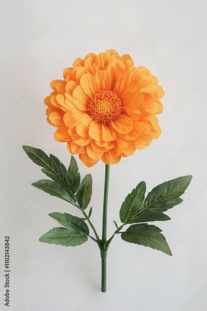 Vibrant Orange Dahlia Blossom Close-Up on Neutral Background - Serene Floral Beauty for Home Decor and Crafts Vibrant Orange Dahlia Blossom Close-Up on Neutral Background - Serene Floral Beauty for Home Decor and Crafts