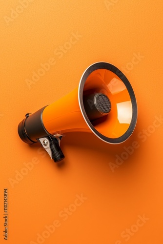Vibrant Orange Megaphone on Minimalist Background - Bold Communication Concept for Marketing and Events