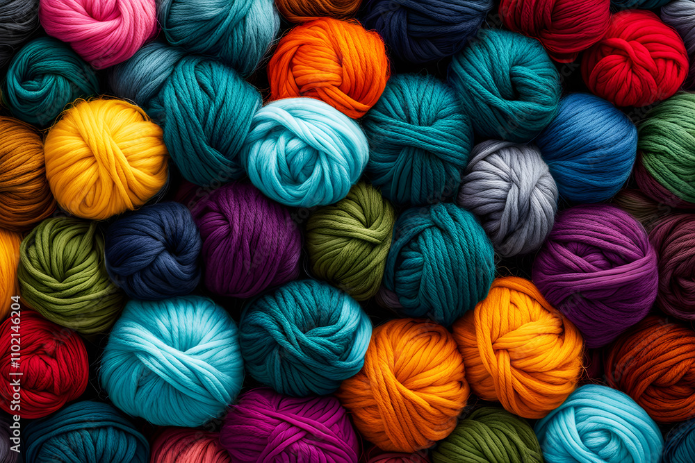 Colorful woolen yarns arranged in rows in a organized way, Generated by ai Colorful woolen yarns arranged in rows in a organized way, Generated by ai