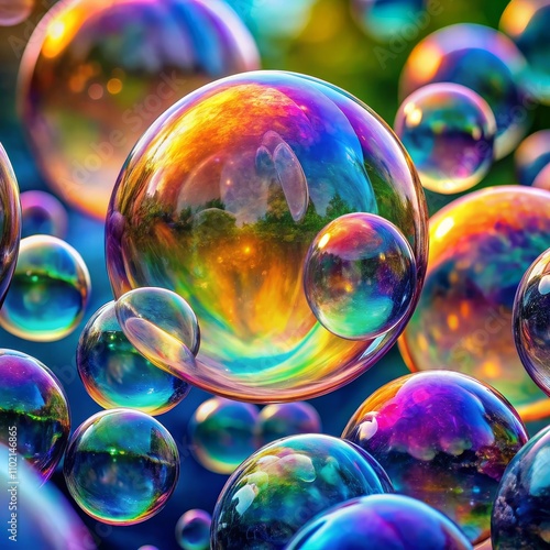 A Symphony of Soap Bubbles A Macro Exploration of Iridescent Colors and Reflections