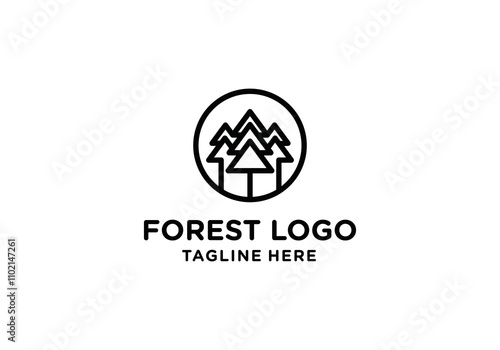 pine tree logo design vector with line design style.minimalist pine tree logo