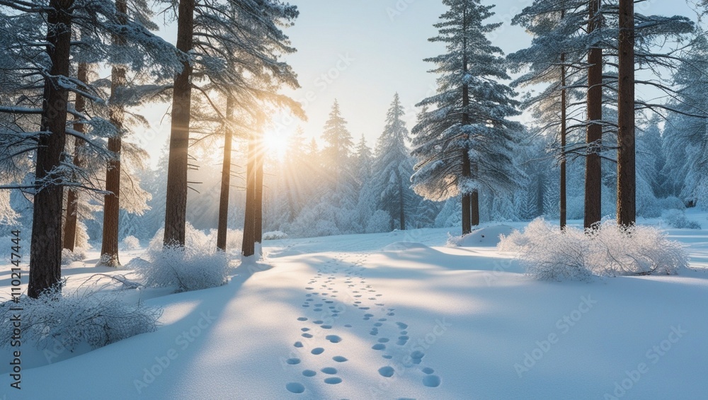 Enchanted Winter Forest with Snow-Covered Pines Enchanted Winter Forest with Snow-Covered Pines