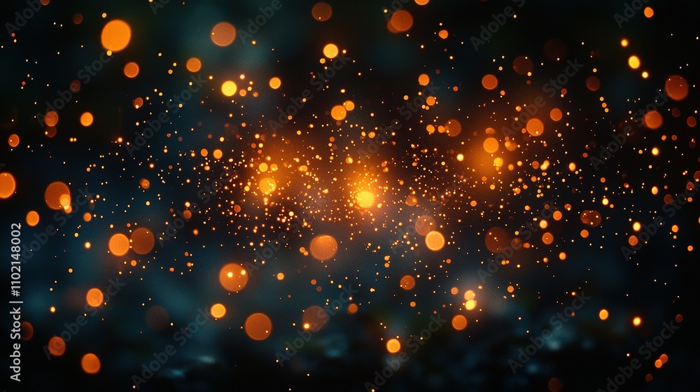 Fototapeta premium Mesmerizing golden bokeh lights on a dark background creating a dreamy atmosphere