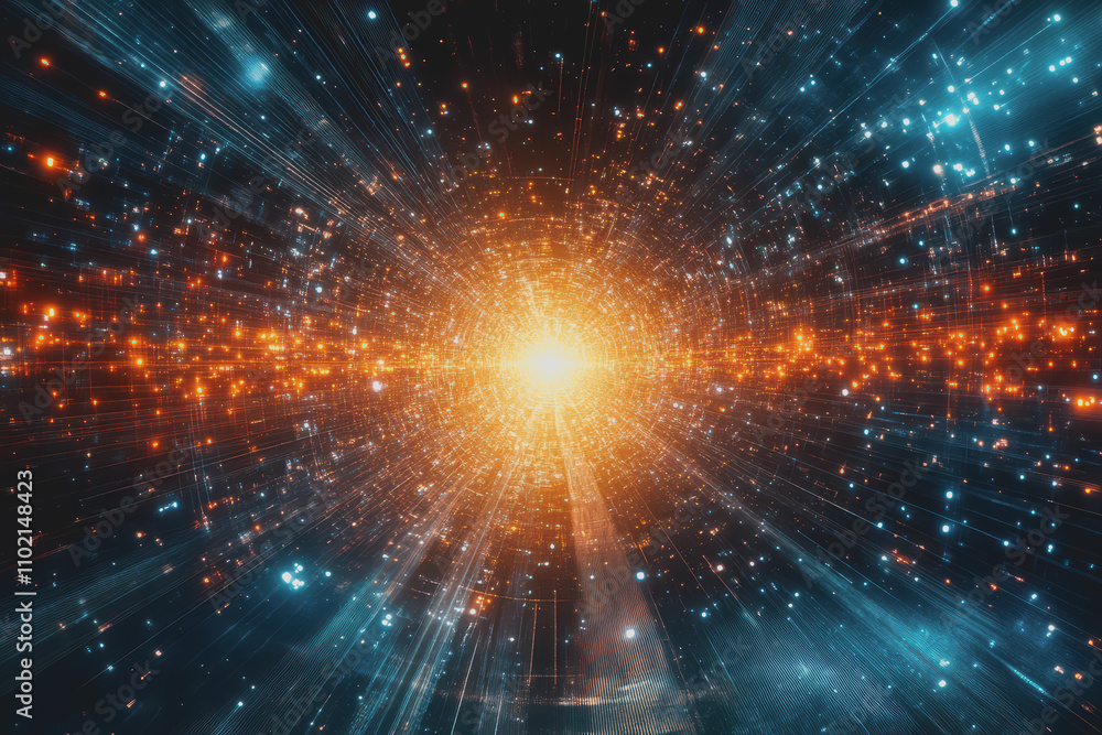 Fototapeta premium Technology abstract background in color space with high resolution, representing digital innovation.