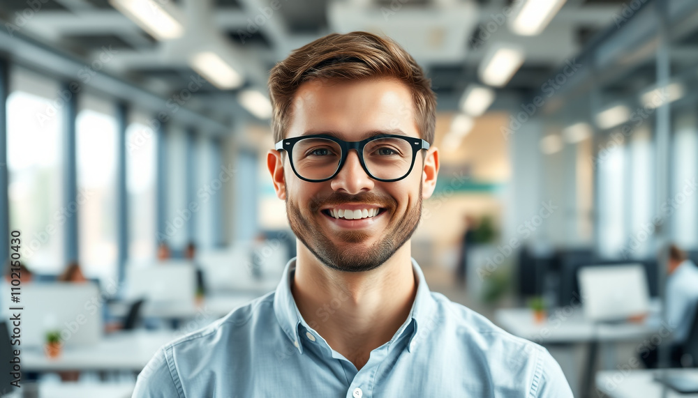 Confident Businessman in a Modern IT Company Office Environment. Confident Businessman in a Modern IT Company Office Environment.