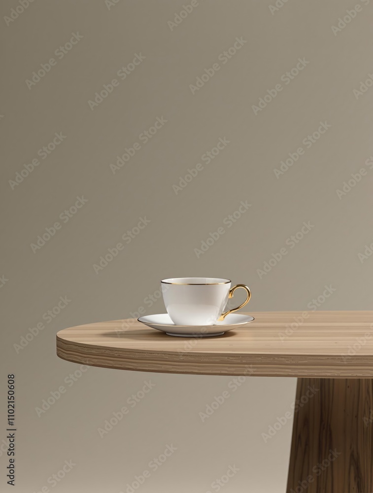 A single espresso cup placed on a beautifully crafted, minimalist wooden table with clean lines and simple design, modern decor, clean lines, sleek design, peaceful ambiance. A single espresso cup placed on a beautifully crafted, minimalist wooden table with clean lines and simple design, modern decor, clean lines, sleek design, peaceful ambiance.