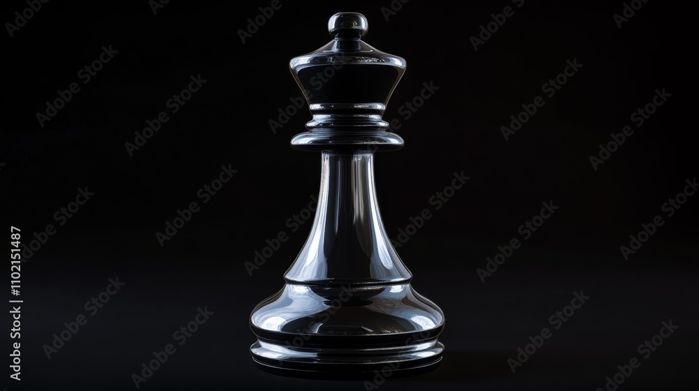 Elegant Black Bishop Chess Piece on Dark Background Elegant Black Bishop Chess Piece on Dark Background