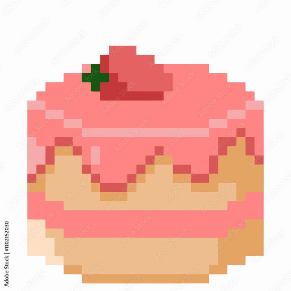 Fototapeta premium strawberry cake in pixel art. set