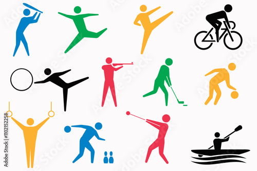 Collection of athletes .Athlete  Olympic set isolated on white