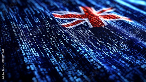 Digital Australian Flag Binary Code Data