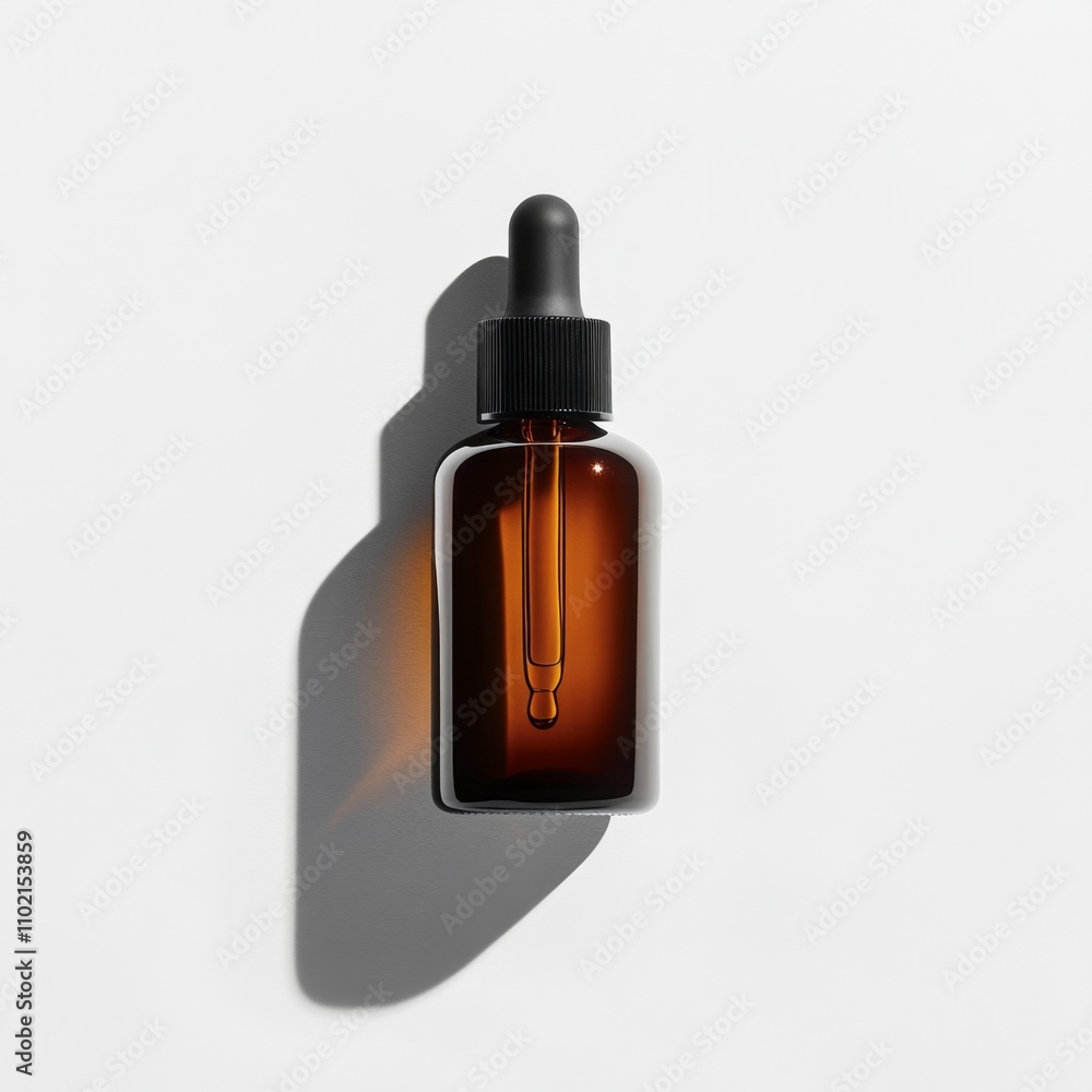 Amber Glass Dropper Bottle with Matte Black Top and Shadow Effect Amber Glass Dropper Bottle with Matte Black Top and Shadow Effect