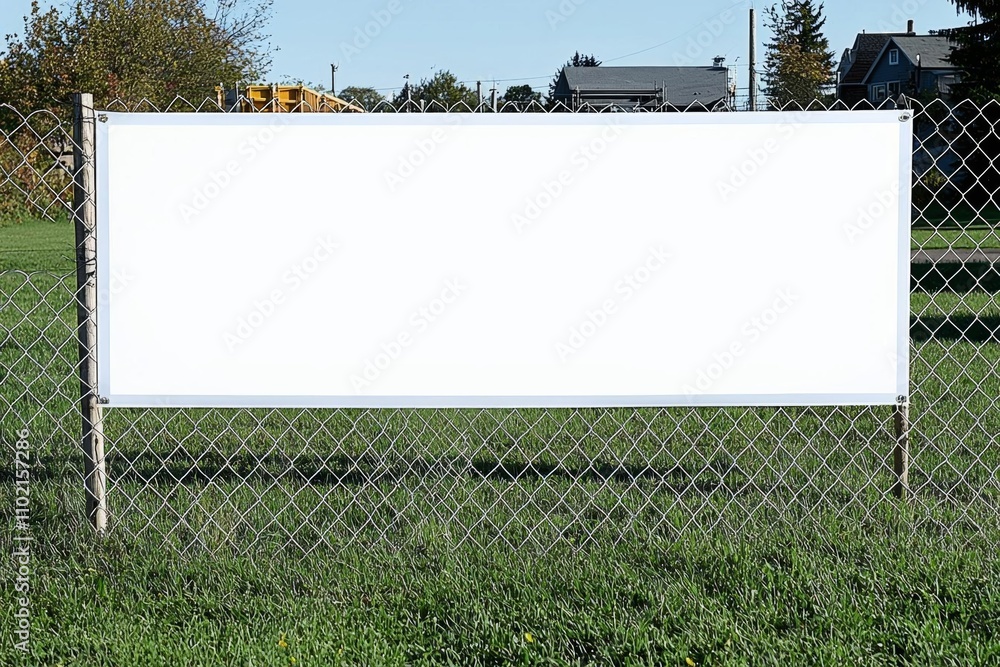 custom made wallpaper toronto digitalBlank white banner for advertisement on the fence of construction site , isolated on white background,  , copy space, copy space for text,
