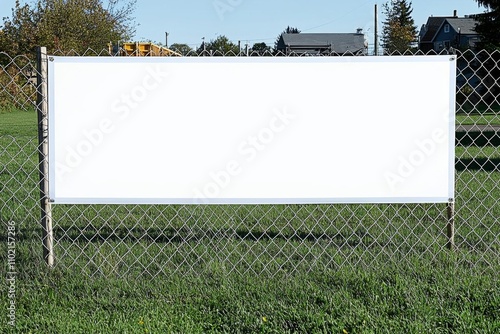 Wallpaper Mural Blank white banner for advertisement on the fence of construction site , isolated on white background,  , copy space, copy space for text, Torontodigital.ca