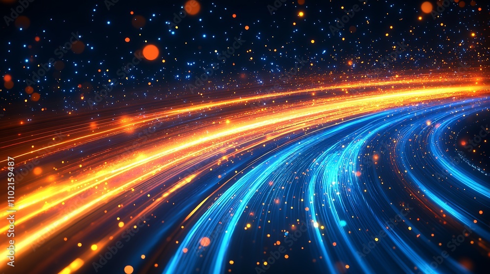 Dynamic Glowing Light Streams in Blue and Orange with Bokeh Effects : Generative AI Dynamic Glowing Light Streams in Blue and Orange with Bokeh Effects : Generative AI