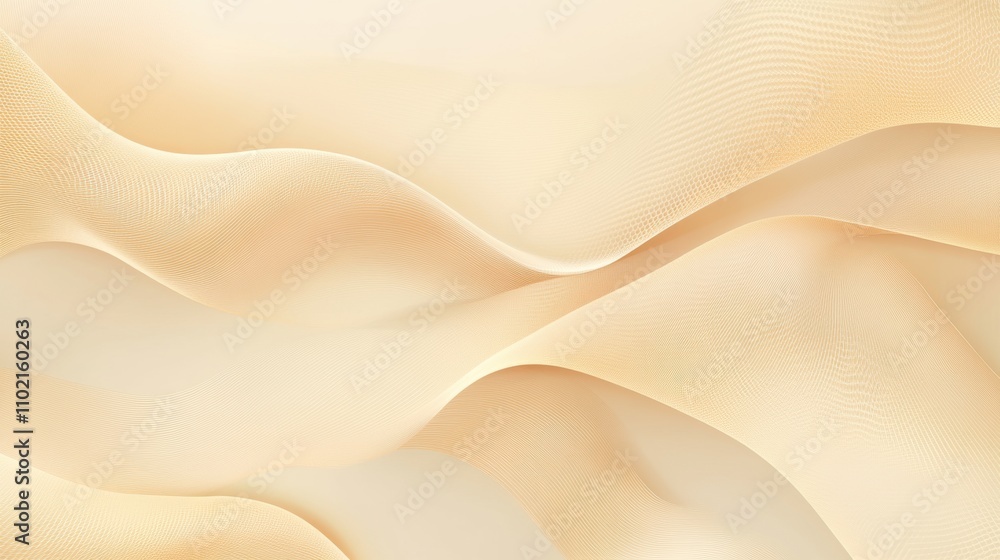 Abstract beige wavy mesh texture with flowing shapes and gradient lighting. Abstract beige wavy mesh texture with flowing shapes and gradient lighting.