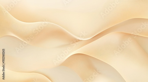 Abstract beige wavy mesh texture with flowing shapes and gradient lighting.