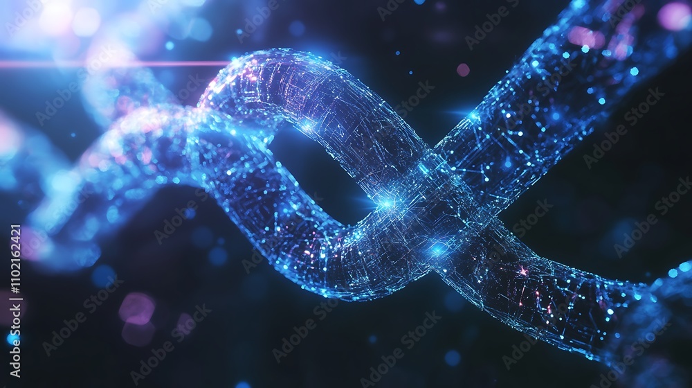 Glowing blue DNA double helix structure, abstract digital illustration. Glowing blue DNA double helix structure, abstract digital illustration.