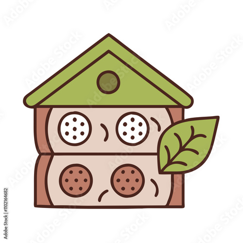Insect hotel icon for biodiversity conservation