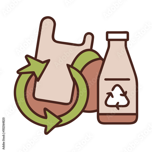 Recycled plastic icon for reducing waste