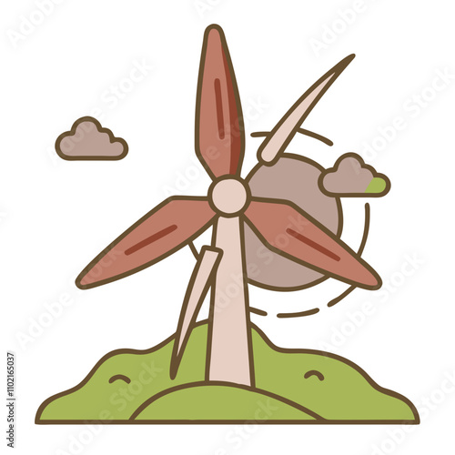 Wind turbine icon for clean energy generation