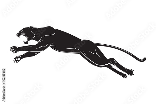 Black panther jump up silhouette illustration vector