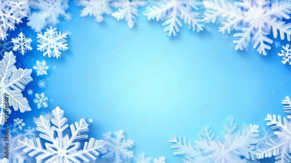 Winter-themed decorative frame of snowflakes Winter-themed decorative frame of snowflakes