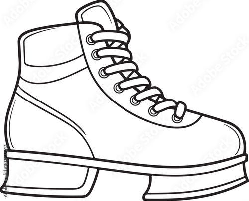 Ice skating line art simple coloring page vector illustration design