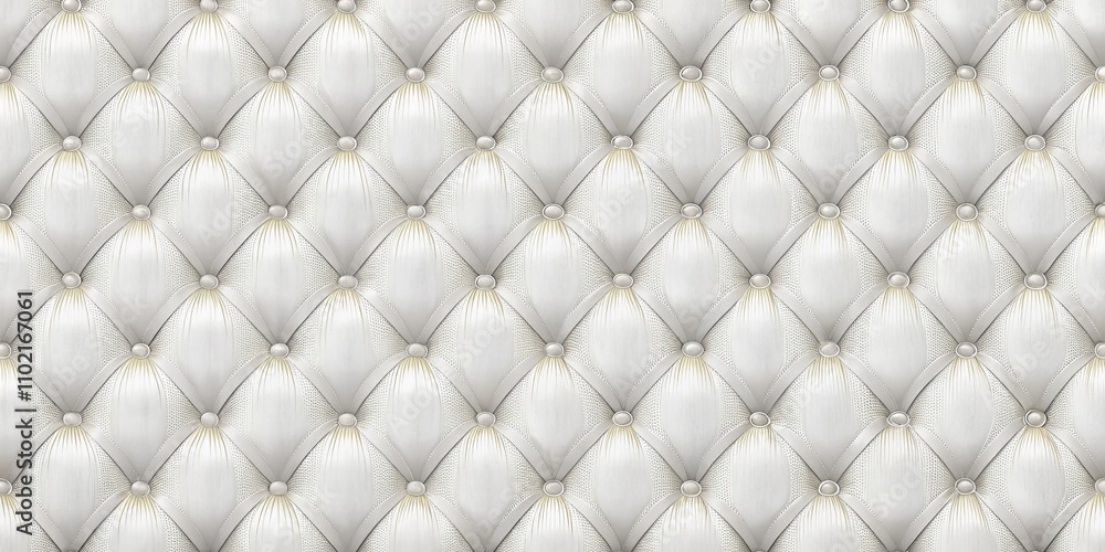 Fototapeta premium White Upholstery with Diamond Pattern and Buttons - Seamless Texture - Luxury Interior Design Concept