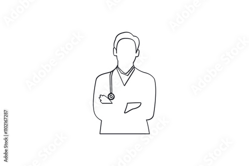 Thin line vector doctor icon.